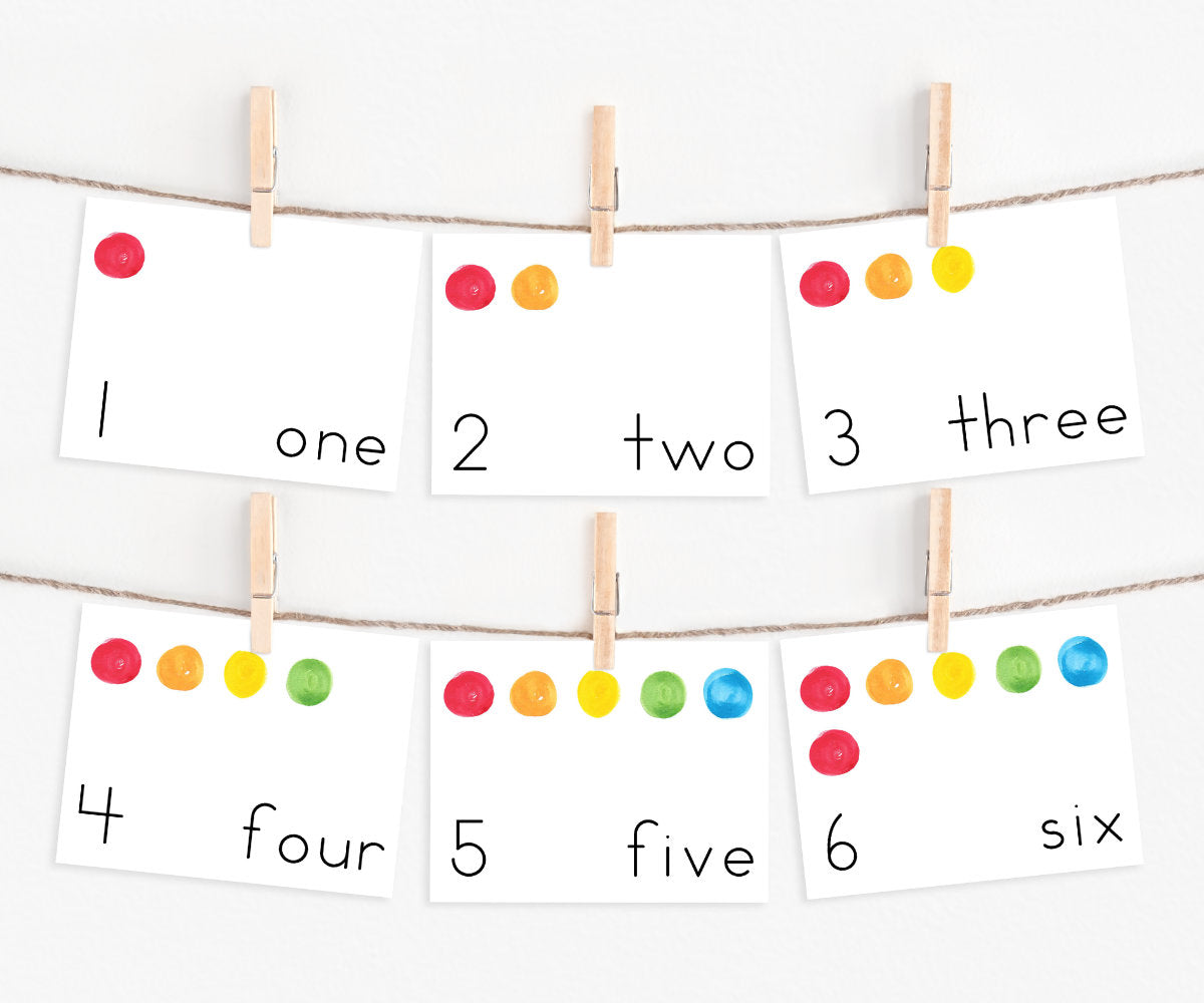 Rainbow Colors Counting Cards | Printable