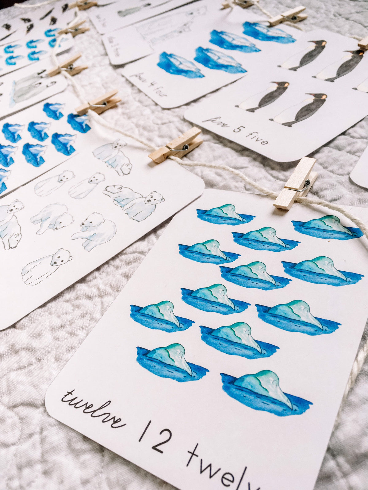 Polar Seas Counting Cards | Preschool Homeschool Montessori printable