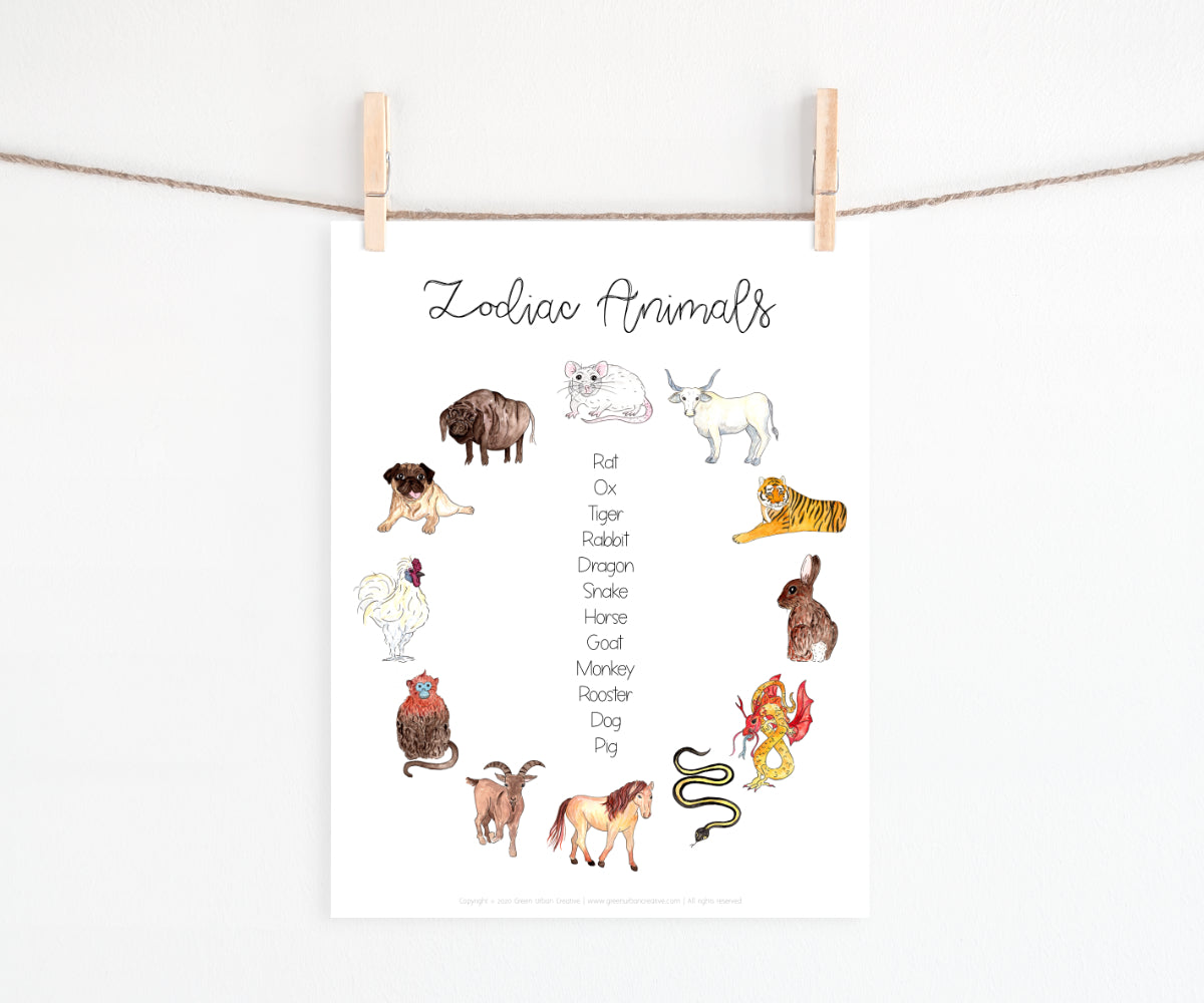 Lunar New Year Zodiac Animals Flashcards | Printable